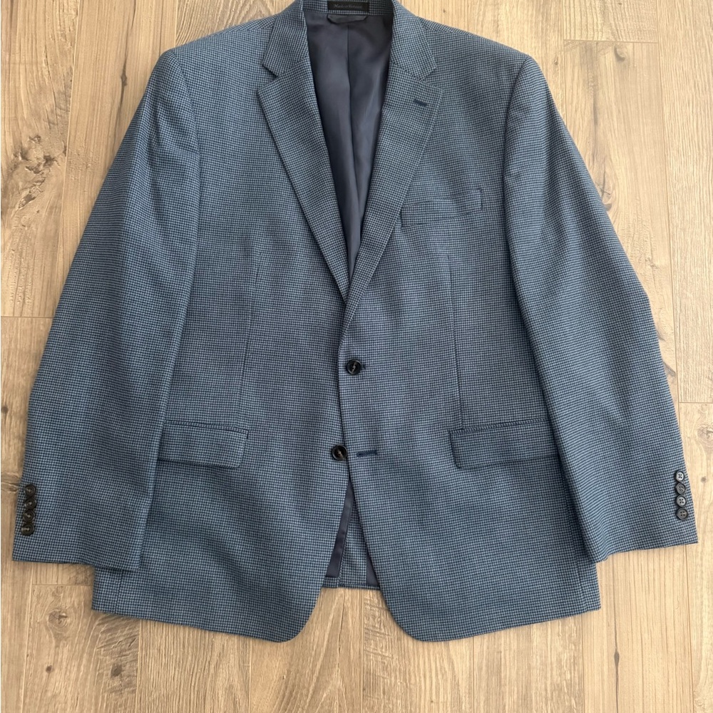 Lauren Ralph Lauren LRL Wool Silk Check 2 Button Blazer Sport Coat Jacket 44 R